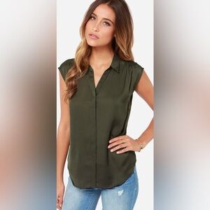 LULUS Prep It Up Olive Green Top Size Small
